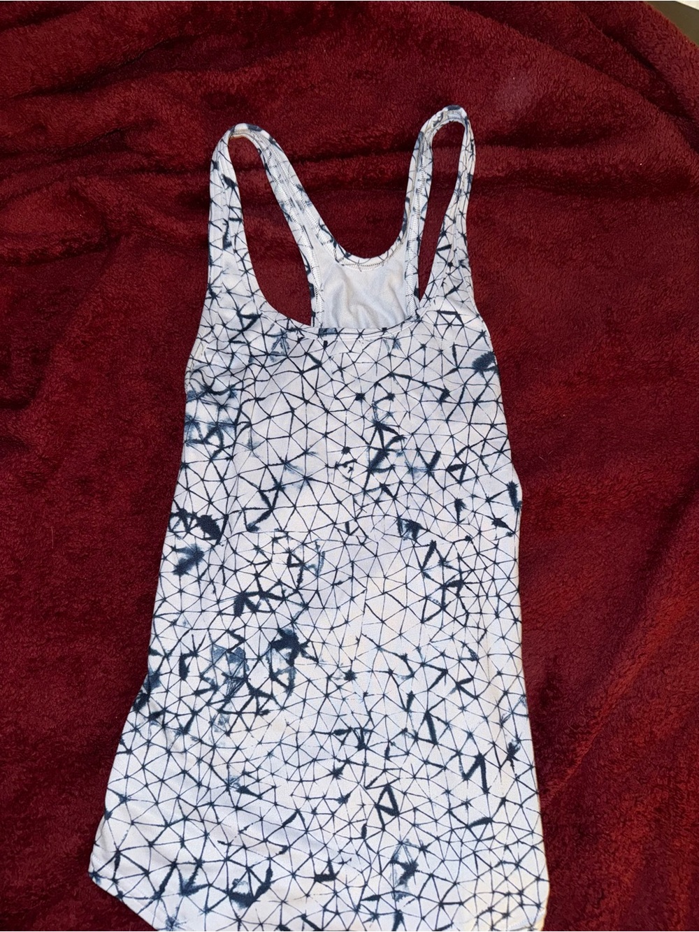 lululemon athletica White Tank with Navy Geometric Print